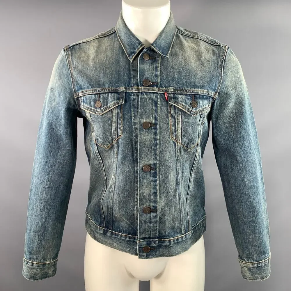 LEVI'S Size M Blue Light Blue Washed Cotton Trucker Jacket